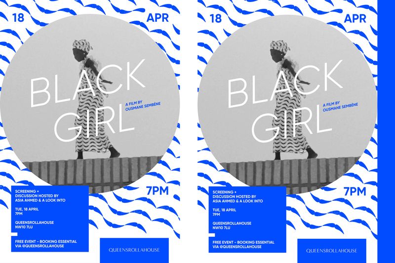 Poster for Screening at Queensrollahouse studios Black Girl by Ousmane Sembene 