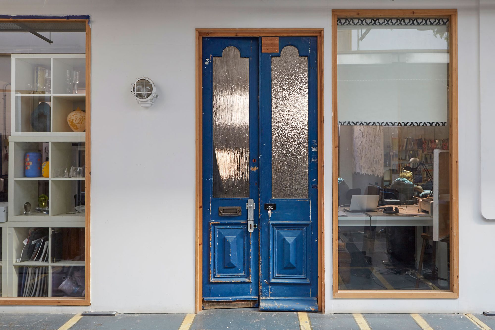 Close up image of ground floor studio door at Queensrollahouse